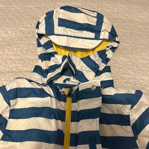 USED-Hooded Jackets Striped Cotton Lined Windbreaker Rain Coat Blue 6-7 - Picture 2 of 7
